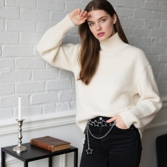 Star Waist Chain Belt, Adjustable Plus Size Silver Belt Chain, Decorative Y2k💜 - Picture 6 of 7